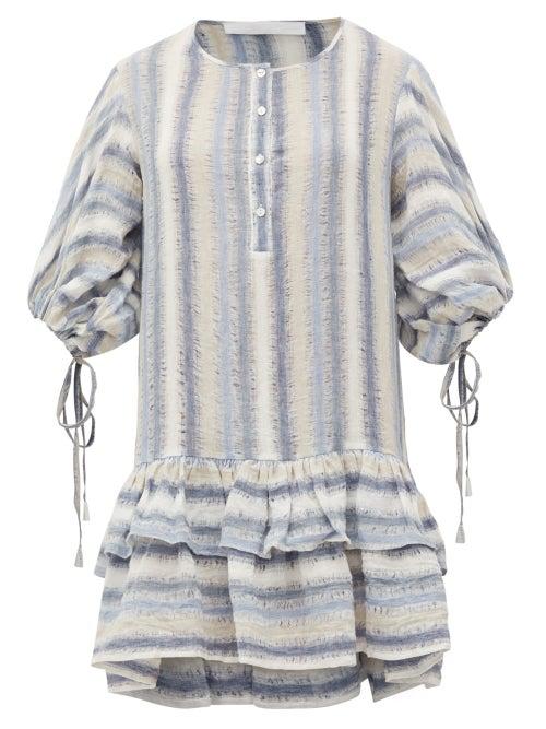 Matchesfashion.com Love Binetti - Only Yesterday Striped Cotton Mini Dress - Womens - Blue Stripe