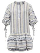 Matchesfashion.com Love Binetti - Only Yesterday Striped Cotton Mini Dress - Womens - Blue Stripe