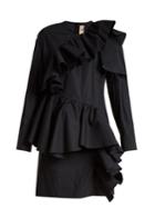 Marni Gathered-ruffle Long-sleeved Cotton Mini Dress