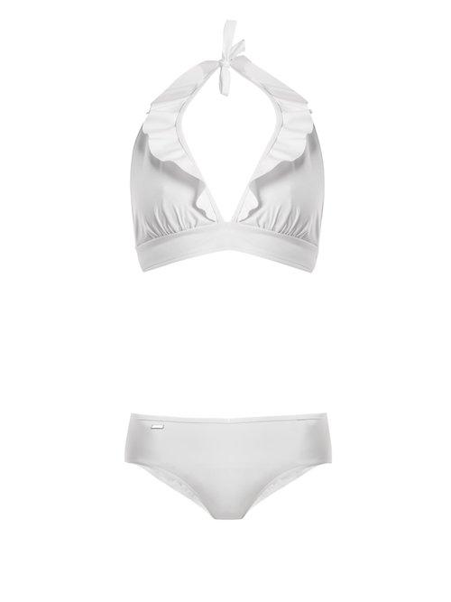 Matchesfashion.com Fendi - Bonded And Ruched Ruffle Bikini - Womens - White