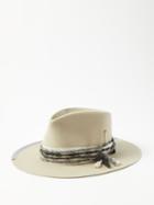 Nick Fouquet - Banyon Silk And Wool-trim Felt Fedora Hat - Mens - Grey