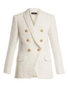 Balmain Double-breasted Shawl-lapel Tweed Blazer