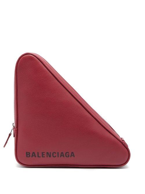 Matchesfashion.com Balenciaga - Triangle Leather Clutch - Womens - Burgundy