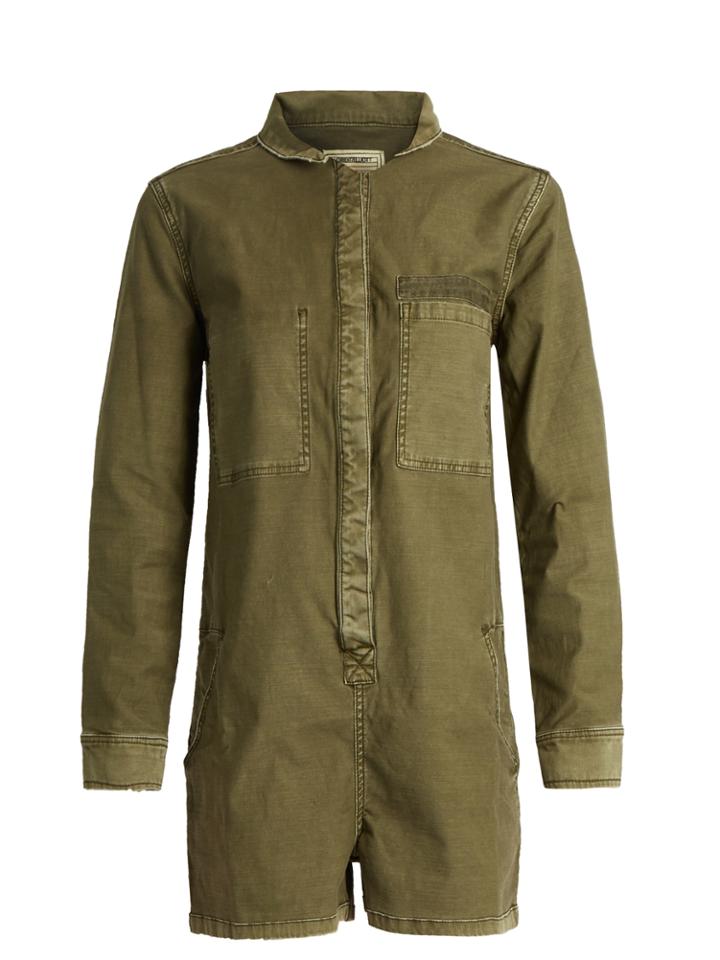 Current/elliott The Reversed Military Denim Playsuit