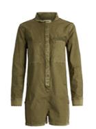 Current/elliott The Reversed Military Denim Playsuit