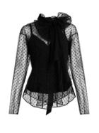 Marc Jacobs Tie-neck Mini Polka-dot Flocked Tulle Blouse