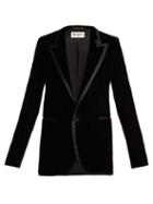 Matchesfashion.com Saint Laurent - Satin Trimmed Velvet Blazer - Womens - Black