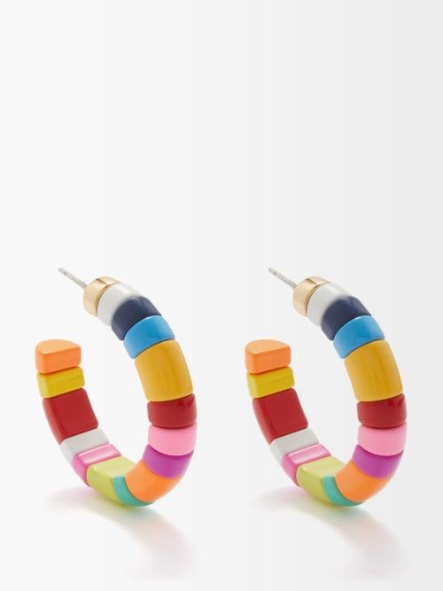 Roxanne Assoulin - Loud Chubby Enamel Hoop Earrings - Womens - Multi