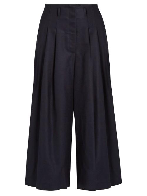 Sea High-rise Wide-leg Wool Trousers