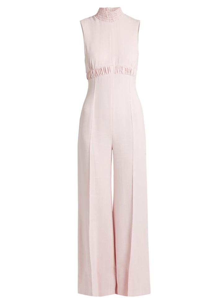 Emilia Wickstead Hulla Ruched Crepe Wide-leg Jumpsuit