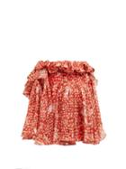 Matchesfashion.com Preen By Thornton Bregazzi - Dolores Ruffled Silk Blend Mini Skirt - Womens - Red