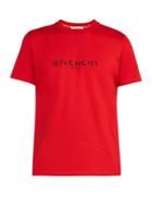 Matchesfashion.com Givenchy - Distressed Logo Cotton T Shirt - Mens - Red