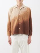 Noma T.d - Notched-collar Hand-dyed Flannel Shirt - Mens - Brown Multi