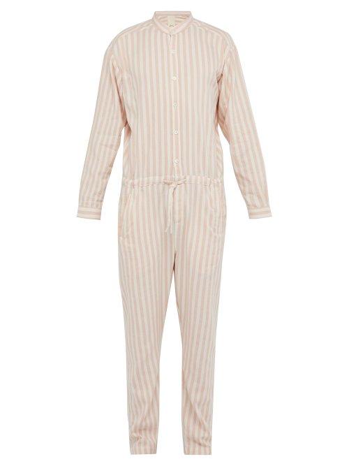 Matchesfashion.com Marrakshi Life - Striped Cotton Blend Jumpsuit - Mens - Pink Multi