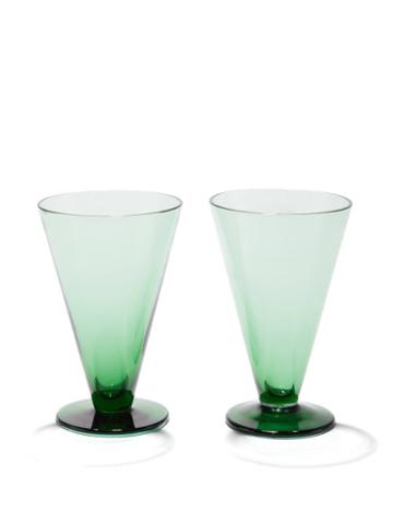 Emporio Sirenuse - Set Of Two Aria Wine Glasses - Dark Green