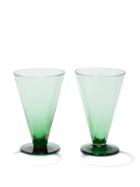 Emporio Sirenuse - Set Of Two Aria Wine Glasses - Dark Green