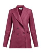 Matchesfashion.com Gabriela Hearst - Angela Double Breasted Wool Bend Jacket - Womens - Dark Pink