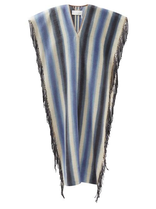 Chlo - Striped Cashmere-blend Poncho - Womens - Blue