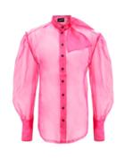 Matchesfashion.com Elzinga - Neck-tie Silk-organza Blouse - Womens - Pink