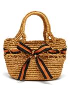 Sensi Studio Ribbon And Bead-embellished Toquilla-straw Bag