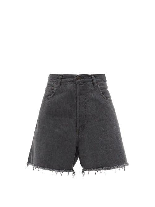 Matchesfashion.com Kuro - Asymmetric High-rise Denim Shorts - Womens - Black