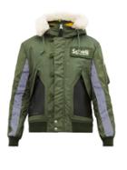 Matchesfashion.com Schott - Leather Panelled Hooded Bomber Jacket - Mens - Green Multi