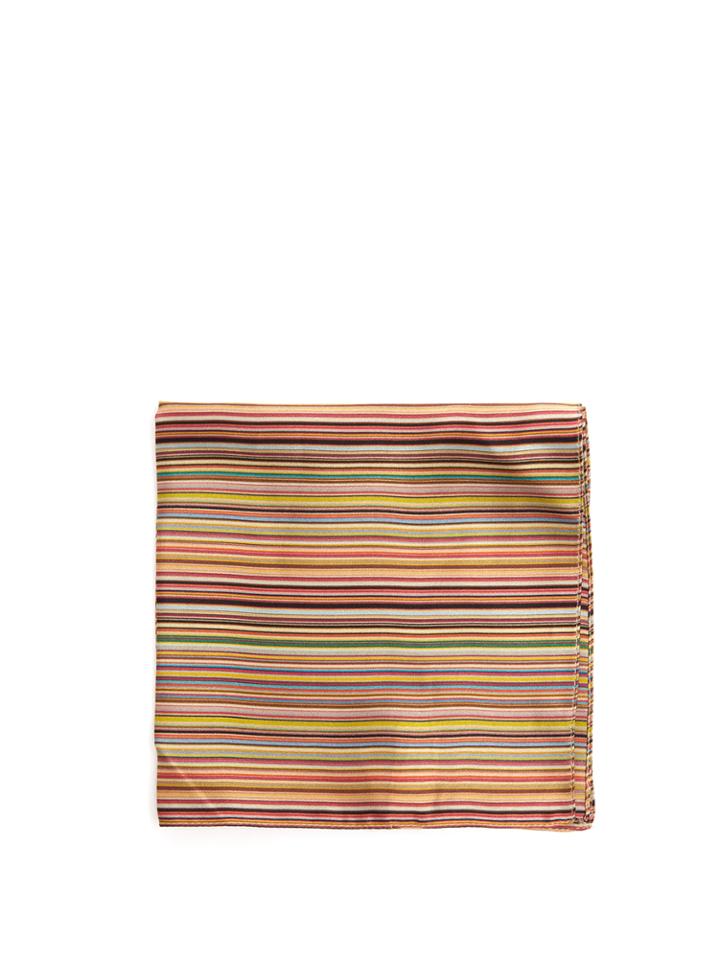 Paul Smith Striped Silk Pocket Square