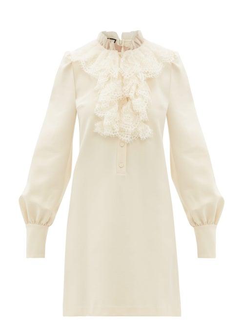 Matchesfashion.com Gucci - Lace Ruffled Cady Mini Dress - Womens - Ivory