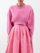 Alexander Mcqueen - Balloon-sleeve Cropped Wool Sweater - Womens - Pink