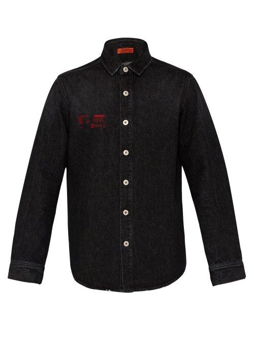 Matchesfashion.com Heron Preston - Logo Print Denim Shirt - Mens - Black