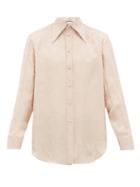 Matchesfashion.com Gucci - Floral Gg-jacquard Satin-faille Shirt - Mens - Pink