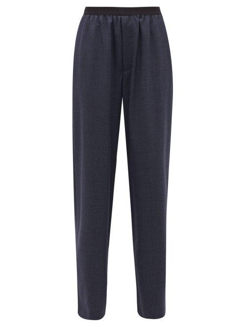 Matchesfashion.com Balenciaga - Prince Of Wales-check Elasticated Wool Trousers - Womens - Navy