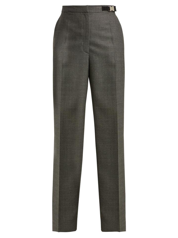 Prada High-waisted Damier Wool Trousers