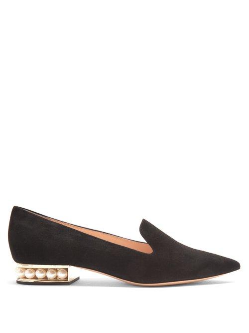 Matchesfashion.com Nicholas Kirkwood - Casati Pearl Heeled Suede Loafers - Womens - Black