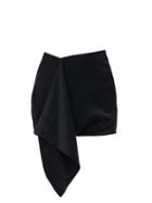 Matchesfashion.com Atlein - Draped Satin Mini Skirt - Womens - Black