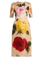 Dolce & Gabbana Rose-print Silk-blend Organza Midi Dress
