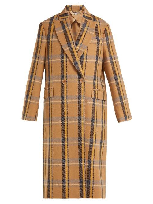 Matchesfashion.com Stella Mccartney - Double Breasted Check Wool Overcoat - Womens - Camel
