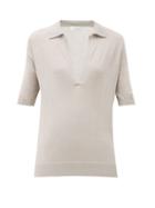 Matchesfashion.com Gabriela Hearst - Frank Jaipur Cashmere-blend Polo Top - Womens - Light Grey
