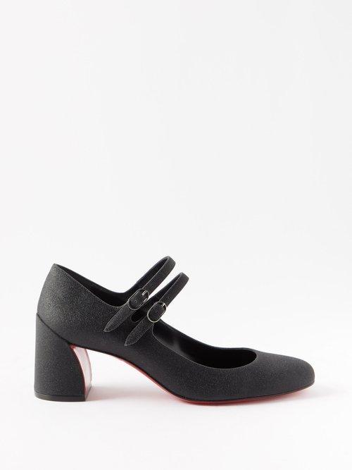 Christian Louboutin - Miss Mary Jane Glitter-leather Pumps - Womens - Black
