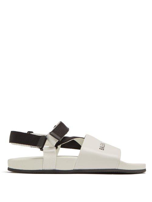 Matchesfashion.com Balenciaga - Logo Debossed Leather Sandals - Mens - Black White