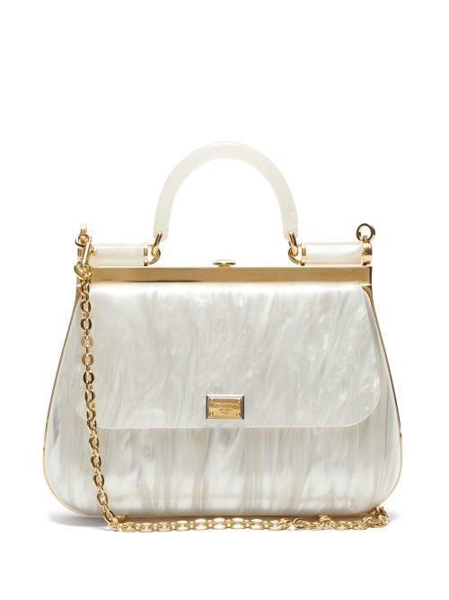 Matchesfashion.com Dolce & Gabbana - Sicily Pearlescent Acrylic Bag - Womens - White