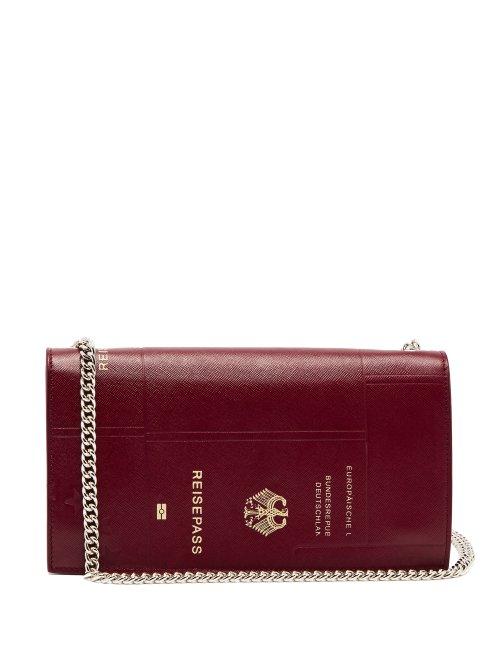 Matchesfashion.com Vetements - Passport Print Leather Bag - Womens - Burgundy