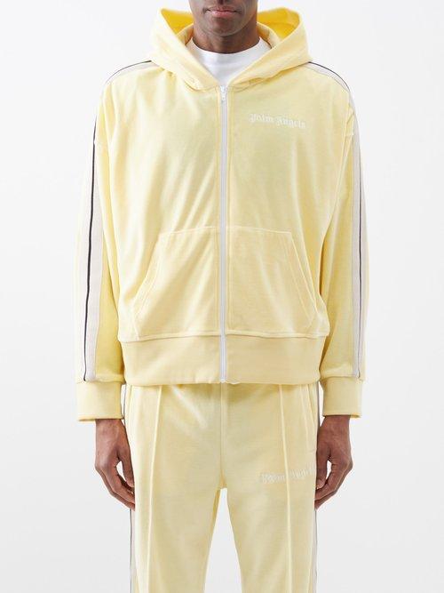 Palm Angels - Logo-embroidered Terry Zipped Hoodie - Mens - Yellow