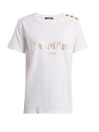 Matchesfashion.com Balmain - Logo Print Cotton Jersey T Shirt - Womens - White