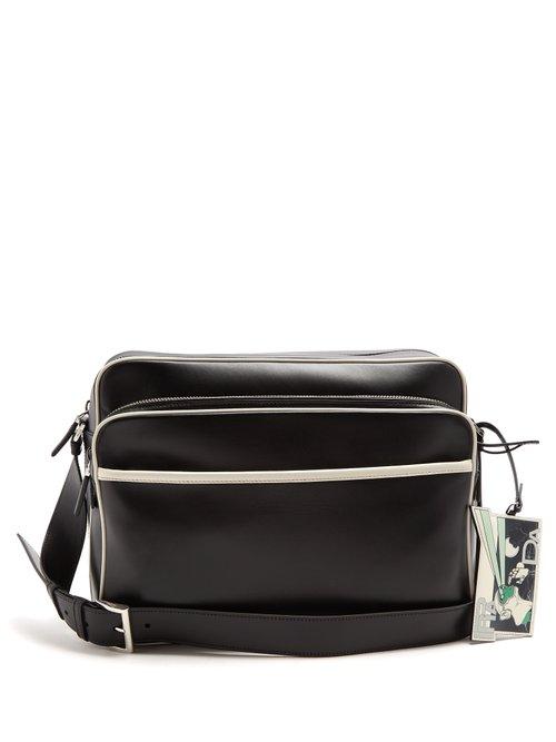 Matchesfashion.com Prada - Contrast Piping Leather Messenger Bag - Mens - Black Multi