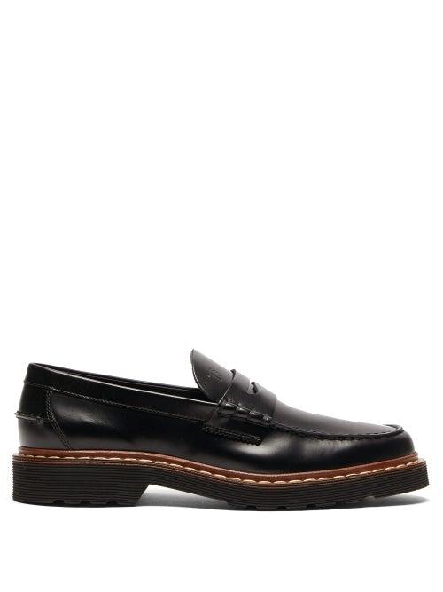 Matchesfashion.com Tod's - Logo Debossed Leather Penny Loafers - Mens - Black