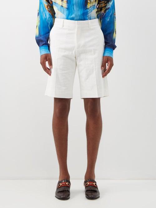 Casablanca - High-rise Slubbed-cotton Shorts - Mens - White