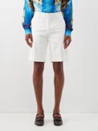 Casablanca - High-rise Slubbed-cotton Shorts - Mens - White