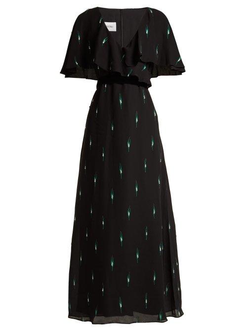 Matchesfashion.com Valentino - Crystal Embellished Silk Crepe De Chine Gown - Womens - Black Multi