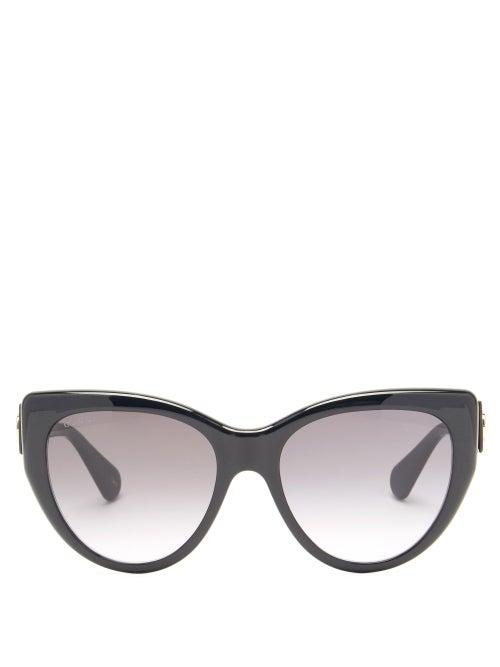 Matchesfashion.com Gucci - Gg-logo Oversized Cat-eye Acetate Sunglasses - Womens - Black